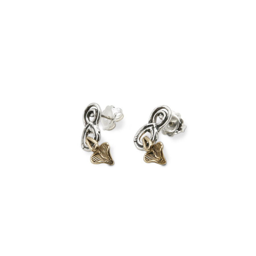 Orecchini pendenti Foglie a cuore argento 925 e bronzo - ORA059