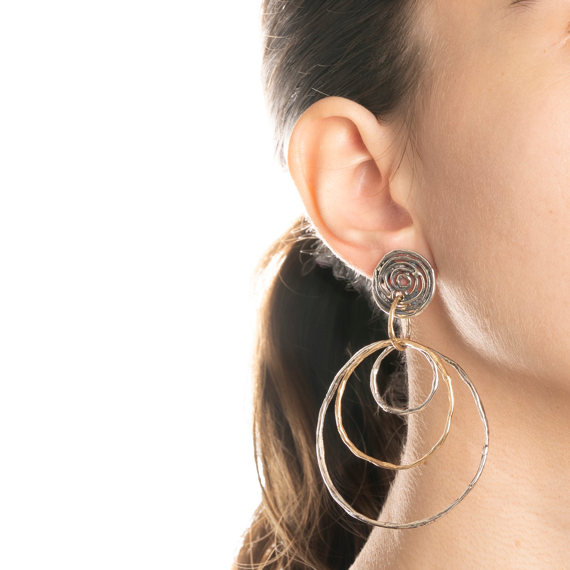 Borchie Argento Placcato Orecchini Pendenti A Cerchio In Argento Sterling 925 - Placcati Argento, Design Moda, Borchie EHL12 Gioielli Argento Placcato - Foto 13