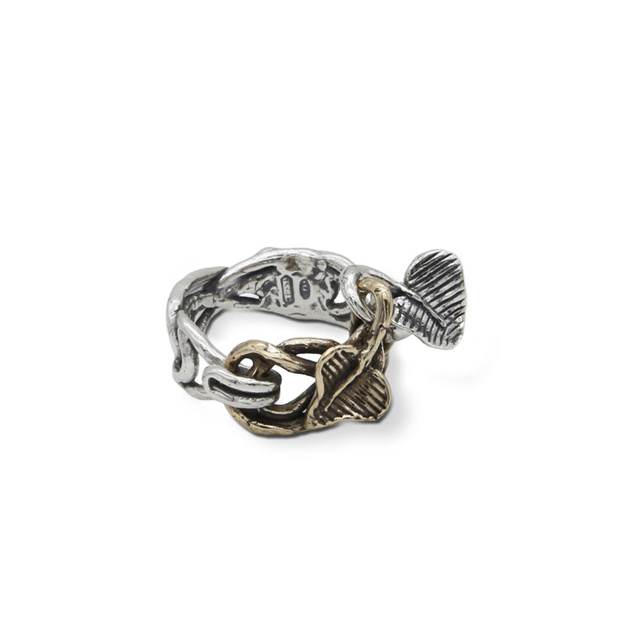 Anello Foglie a cuore argento 925 e bronzo -  AR088