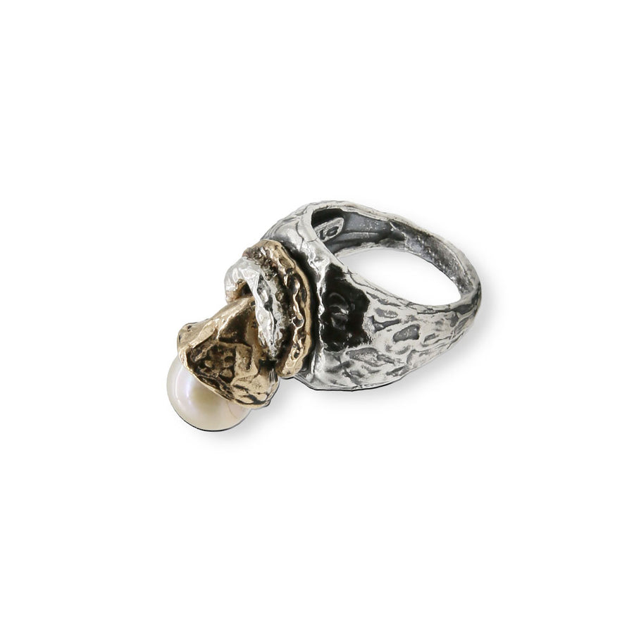 Anello argento 925 e bronzo con charm pietra semipreziosa - AR135