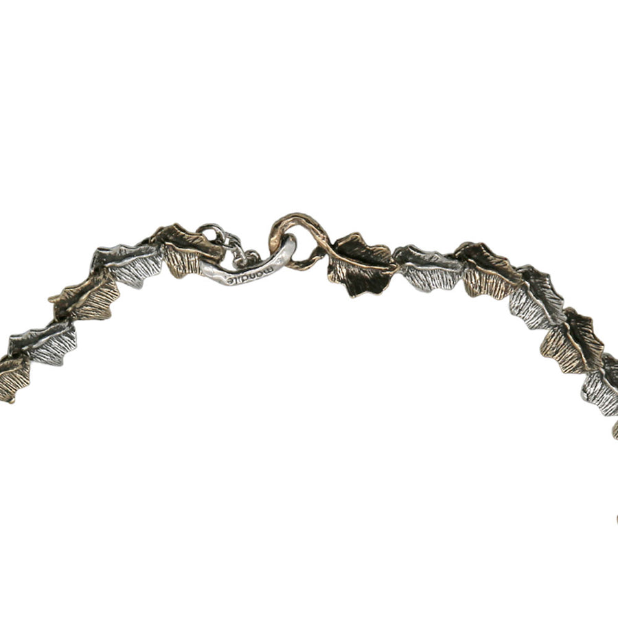 Collana girocollo Edera foglie a gradazione argento 925 e bronzo - CA092