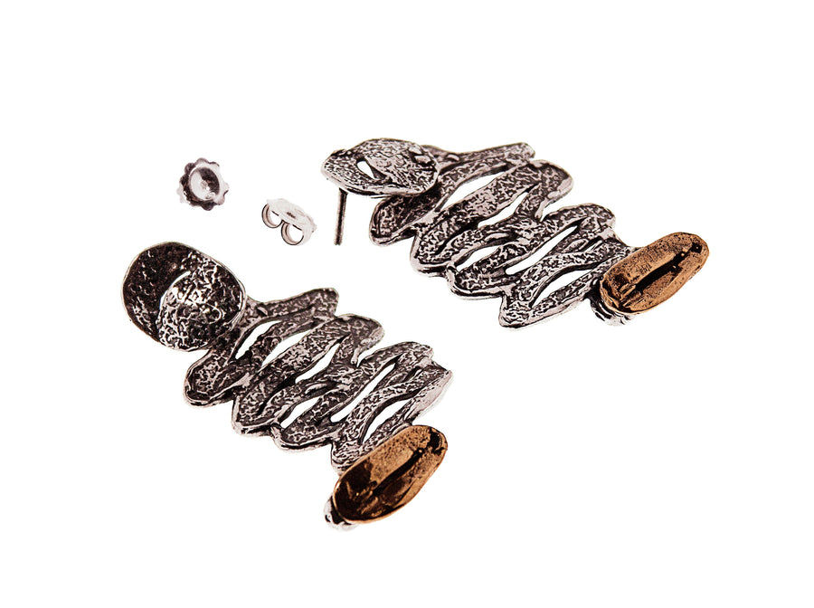 Orecchini  pendenti  Losanghe argento 925 e bronzo - ORA041