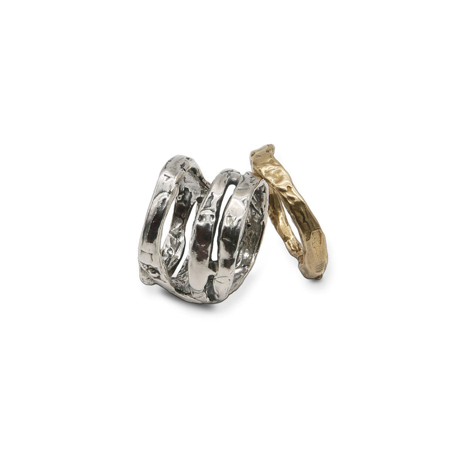 Anello fascia  unisex in argento 925 e bronzo con fascetta estraibile - AR004b