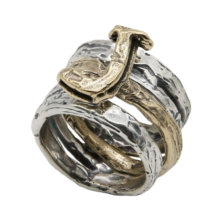 Anello lettering fascia unisex in argento 925 e bronzo con fascetta estraibile - AR004L