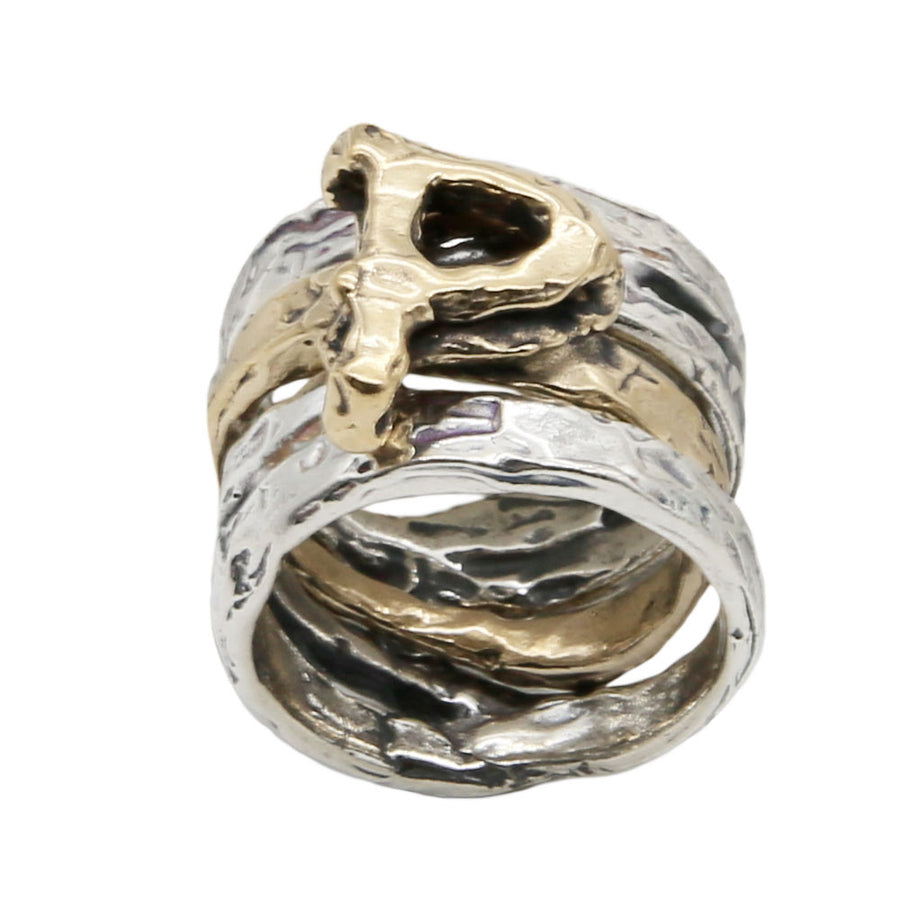 Anello lettering fascia unisex in argento 925 e bronzo con fascetta estraibile - AR004L