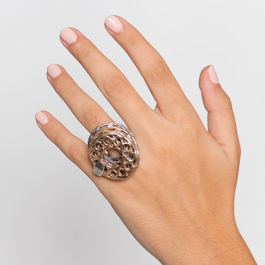 Maxi anello argento 925 e bronzo - AR059