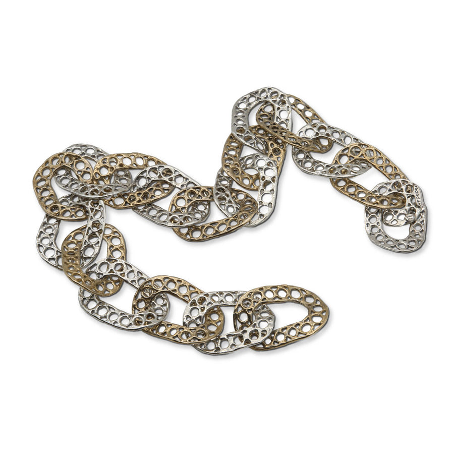 Collana collier Doppi cerchi argento 925 e bronzo - CA057