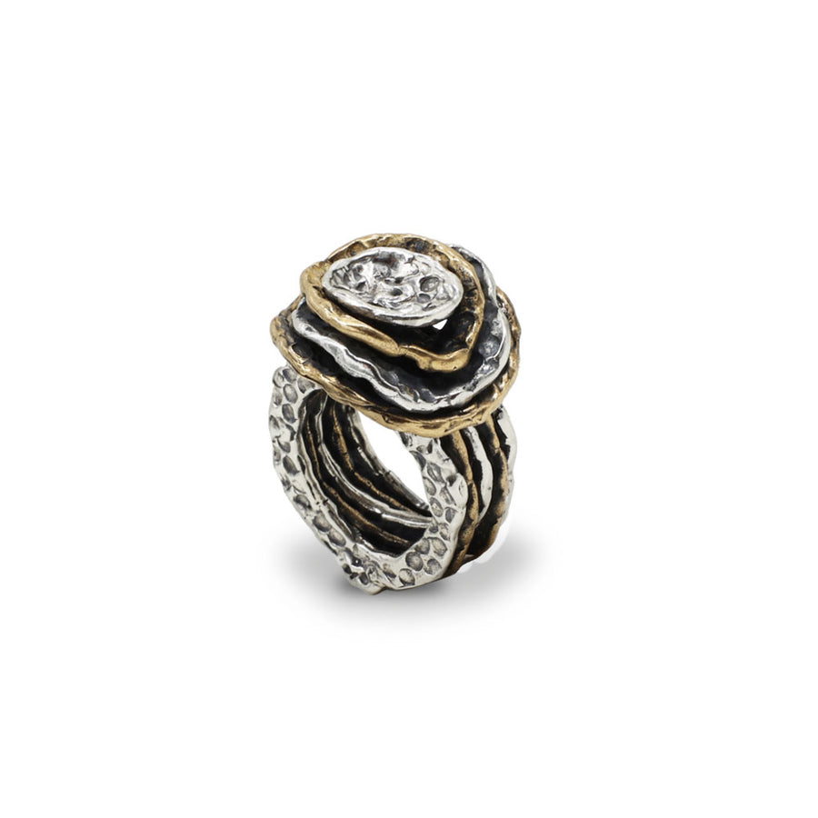 Anello martellato argento 925 e bronzo - AR189