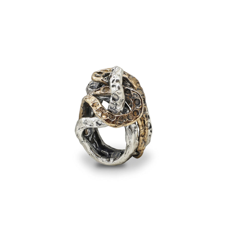 Anello Cerchi primordiali argento 925 e bronzo - AR190b