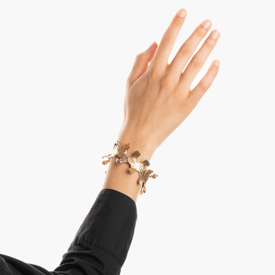 Bracciale rigido Puzzle bronzo inserti argento - BA041bronzo