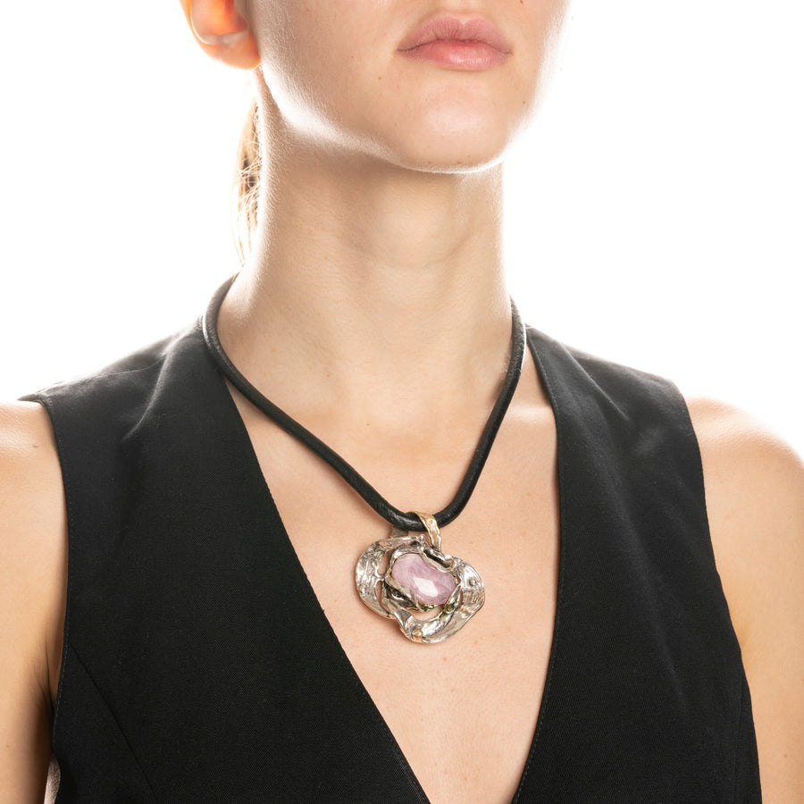 Pendente Cuore argento 925 bronzo e pietra semipreziosa - CR021b