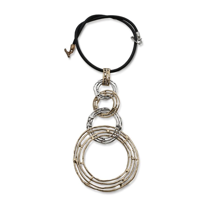 Pendente Cerchi e fili quattro cerchi argento 925 e bronzo - CR093