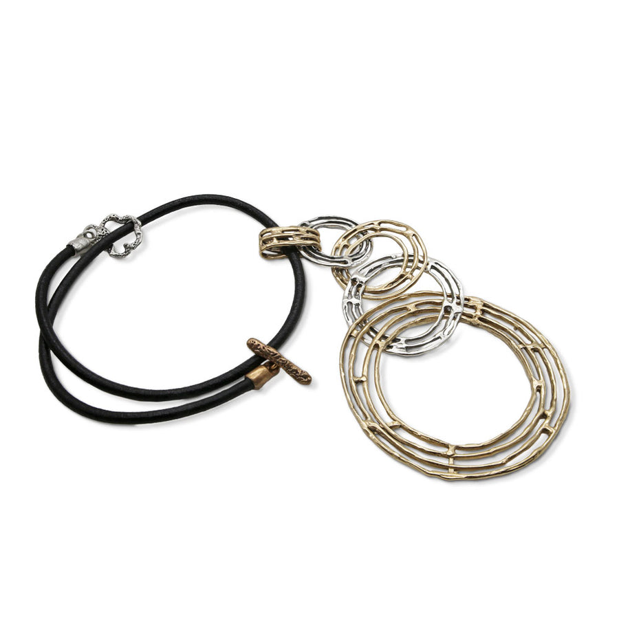 Pendente Cerchi e fili quattro cerchi argento 925 e bronzo - CR093