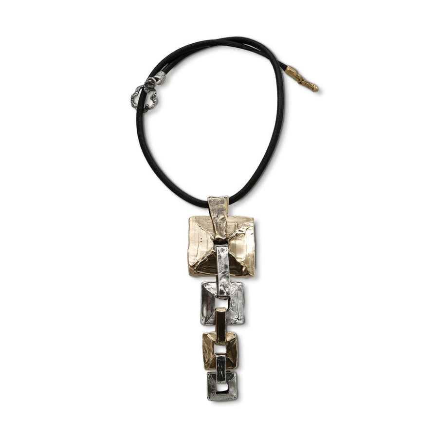 Pendente Quadrati quattro elementi argento 925 e bronzo - CR095