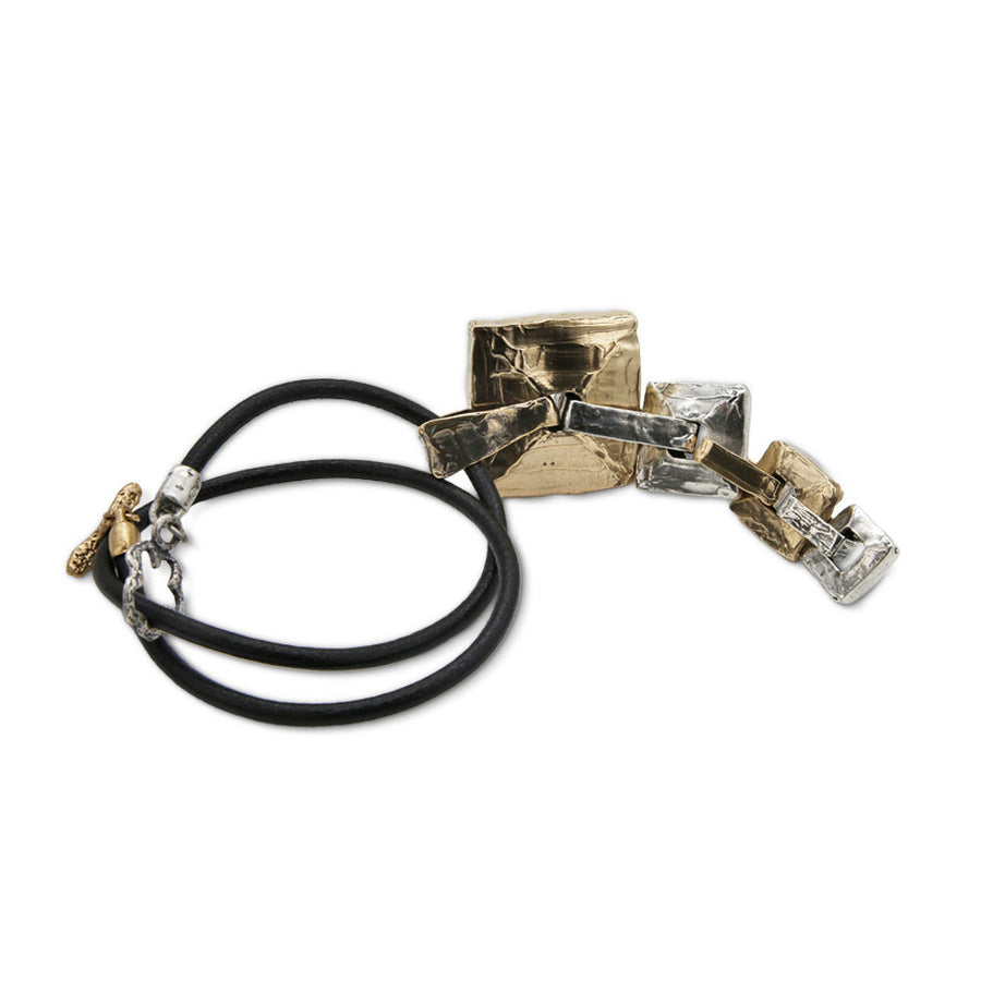 Pendente Quadrati quattro elementi argento 925 e bronzo - CR095