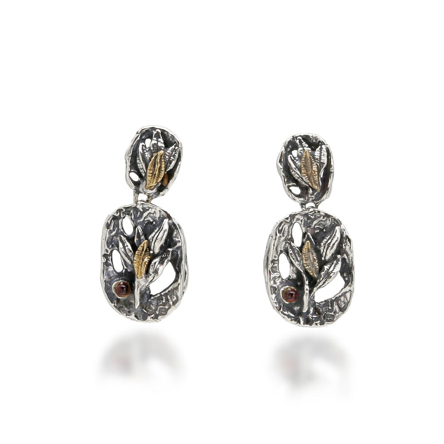 Orecchini pendenti Regina argento 925 bronzo e pietre cabochon - ORA025