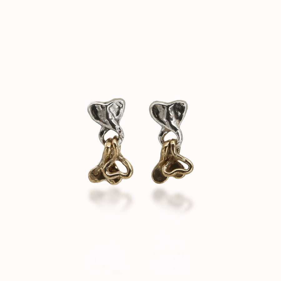 Orecchini pendenti Code di balena argento 925 e bronzo - ORA061