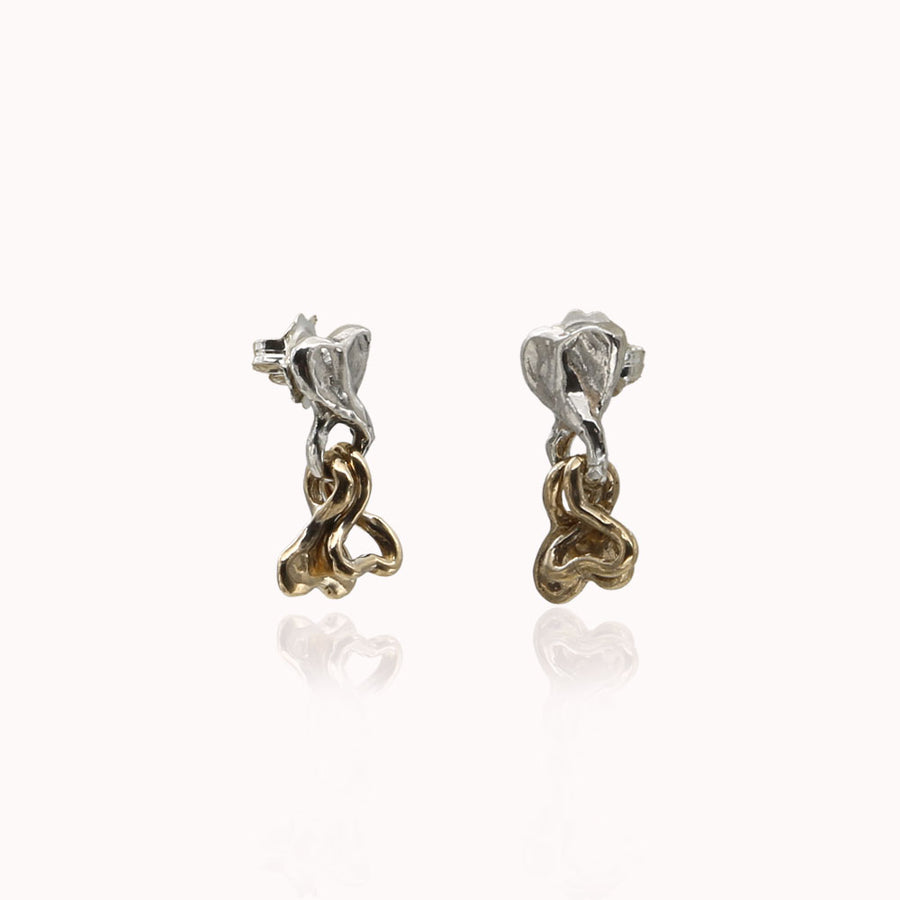 Orecchini pendenti Code di balena argento 925 e bronzo - ORA061