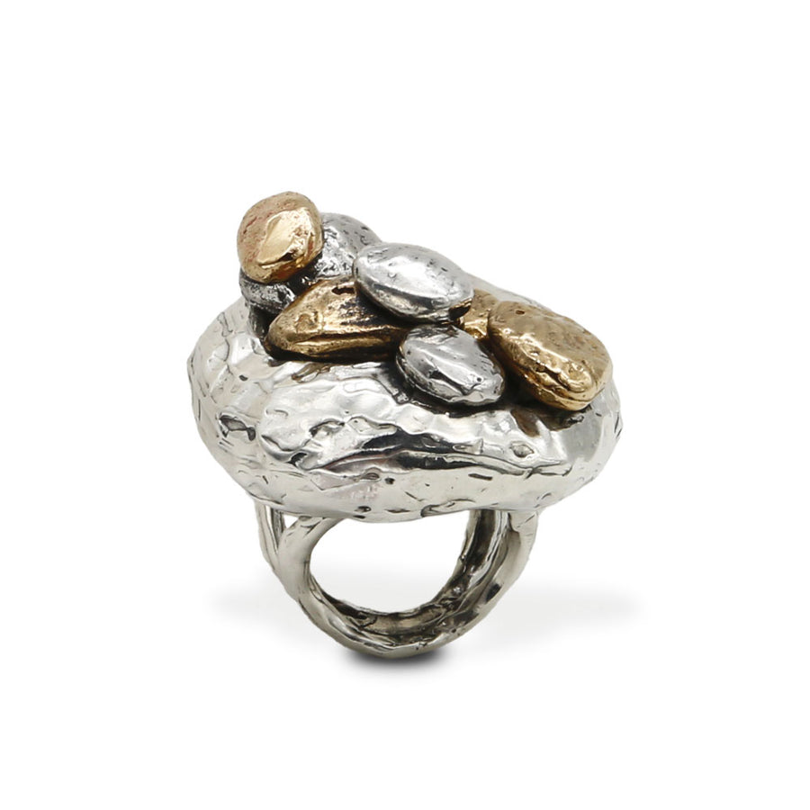 Maxi anello Sassi argento 925 e bronzo - AR117