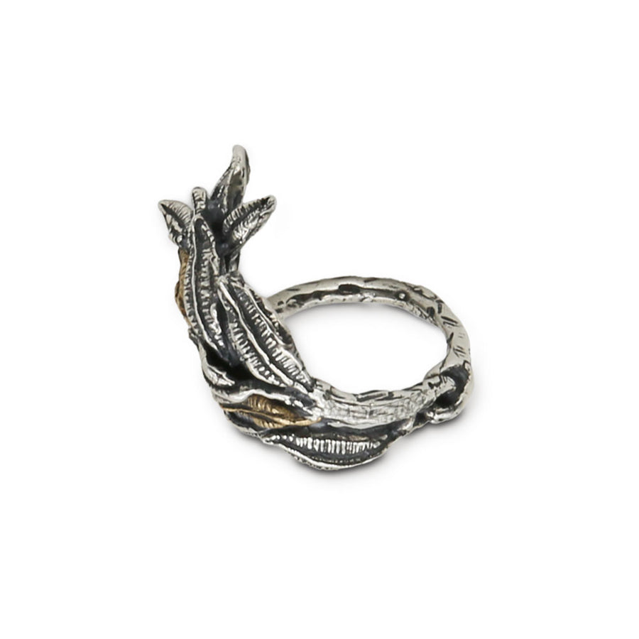 Anello Regina foglie al vento argento 925 e bronzo  - AR186
