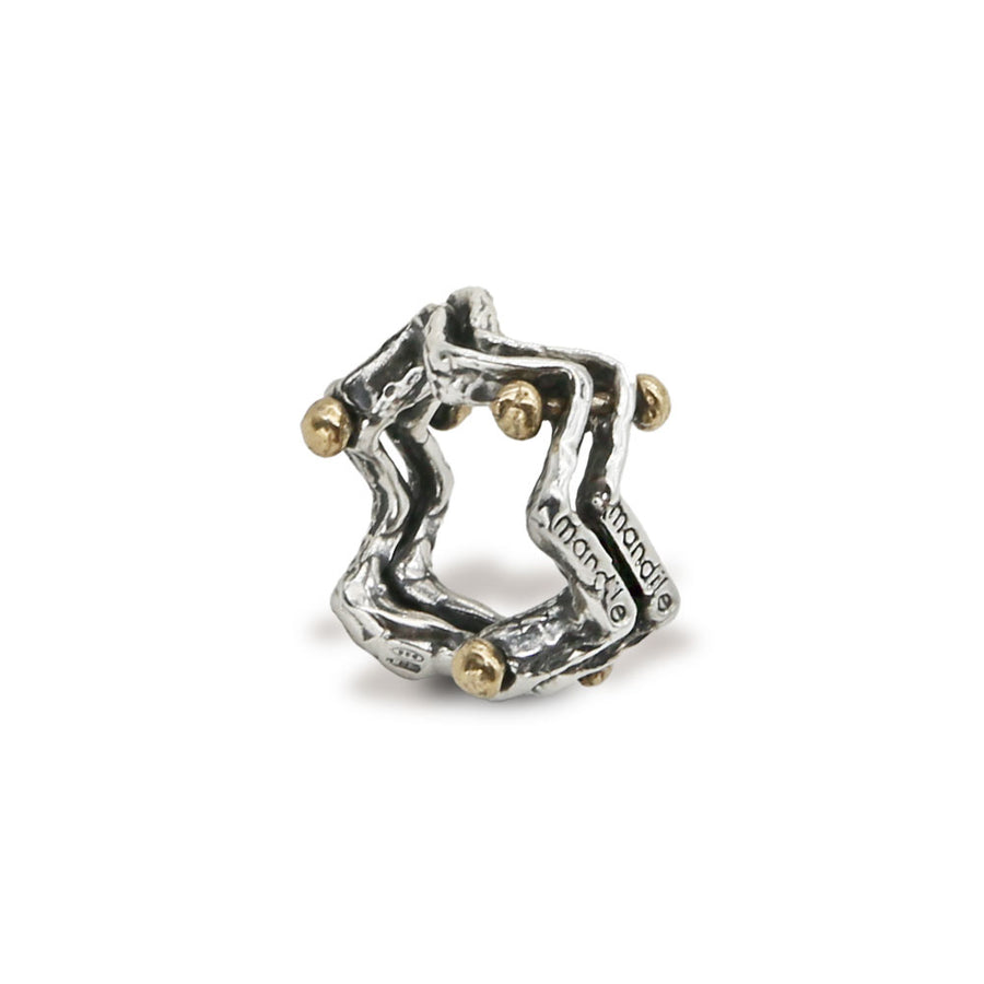 Anello unisex  due fedine zig zag argento 925  e bronzo - AR187