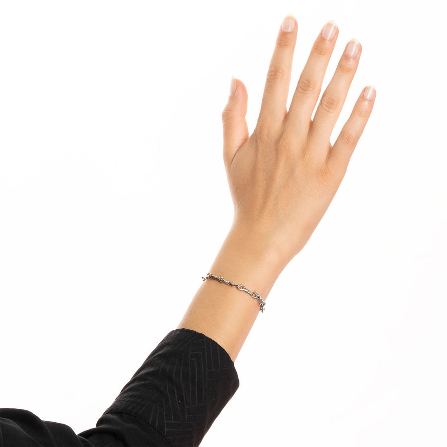 Bracciale unisex charm lanterne maglia argento 925 e bronzo - BA085lanternine