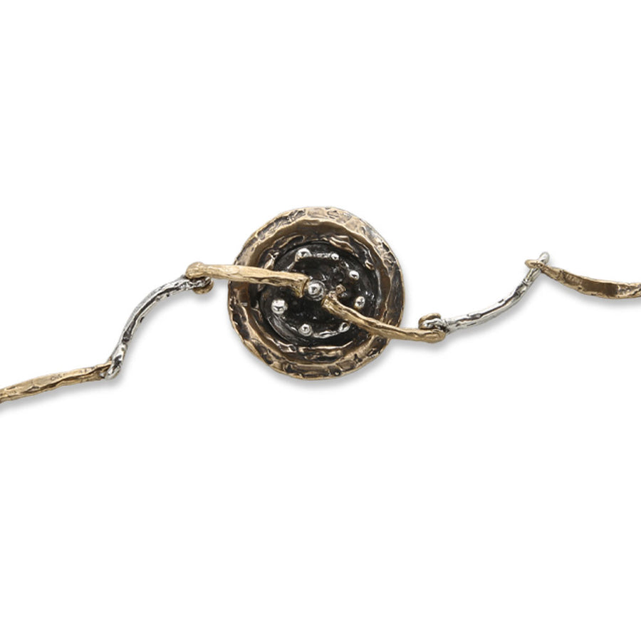 Bracciale  a maglia con centrale Sasso nello Stagno argento 925 e bronzo - BA153
