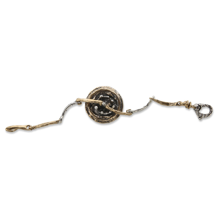 Bracciale  a maglia con centrale Sasso nello Stagno argento 925 e bronzo - BA153