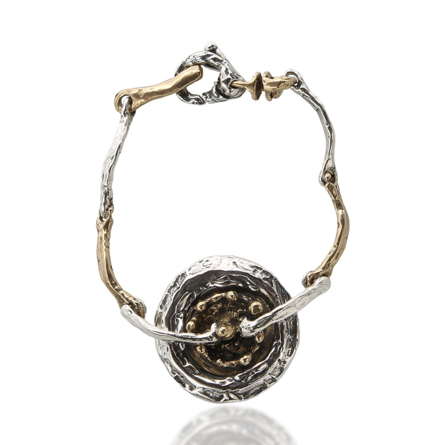 Bracciale  a maglia con centrale Sasso nello Stagno argento 925 e bronzo - BA153b