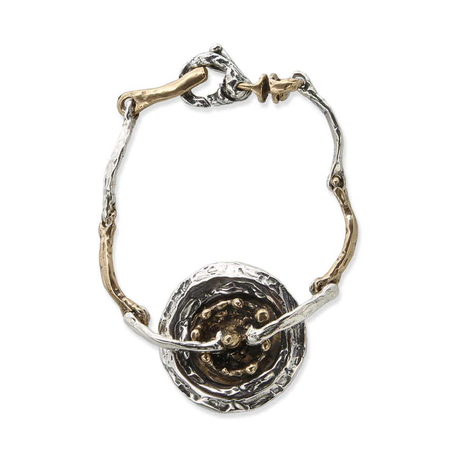 Bracciale  a maglia con centrale Sasso nello Stagno argento 925 e bronzo - BA153b