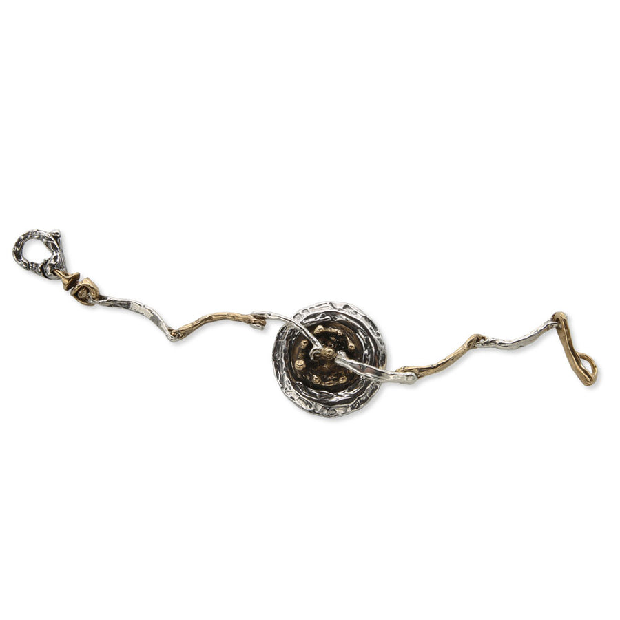 Bracciale  a maglia con centrale Sasso nello Stagno argento 925 e bronzo - BA153b