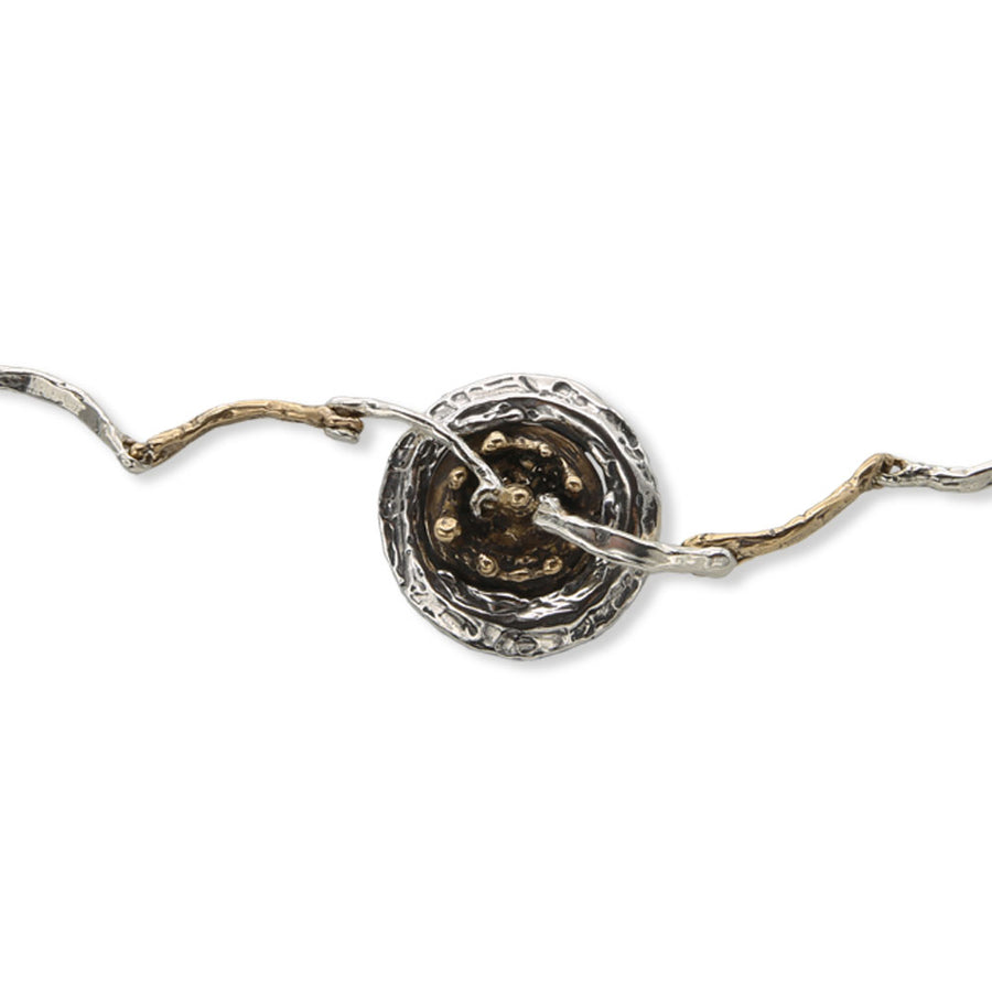 Bracciale  a maglia con centrale Sasso nello Stagno argento 925 e bronzo - BA153b