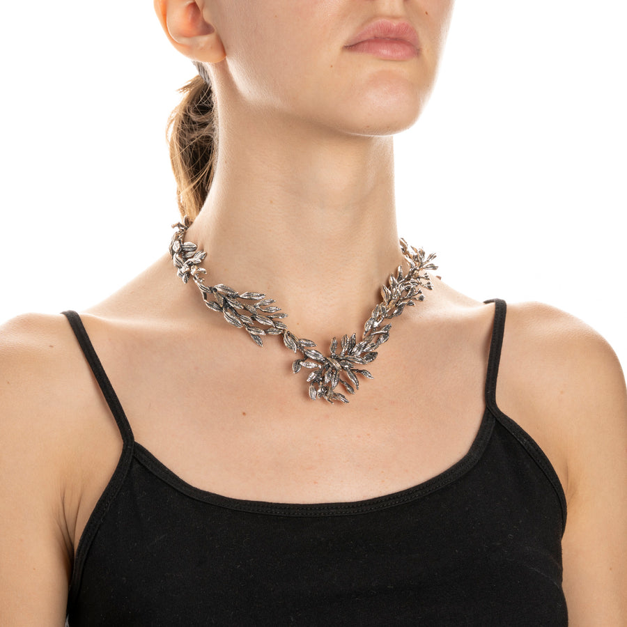 Collier  semirigido Regina foglie argento 925 e bronzo - CA043