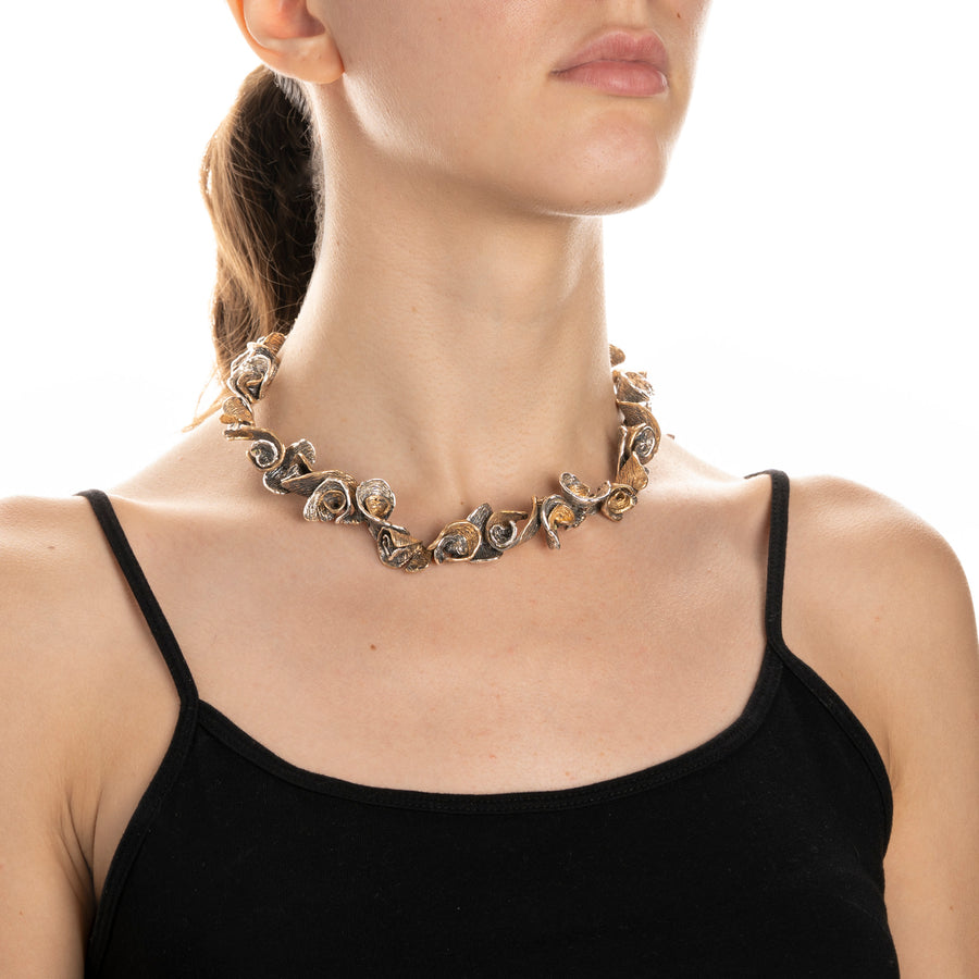 Collana girocollo Pavonia argento 925 e bronzo - CA107