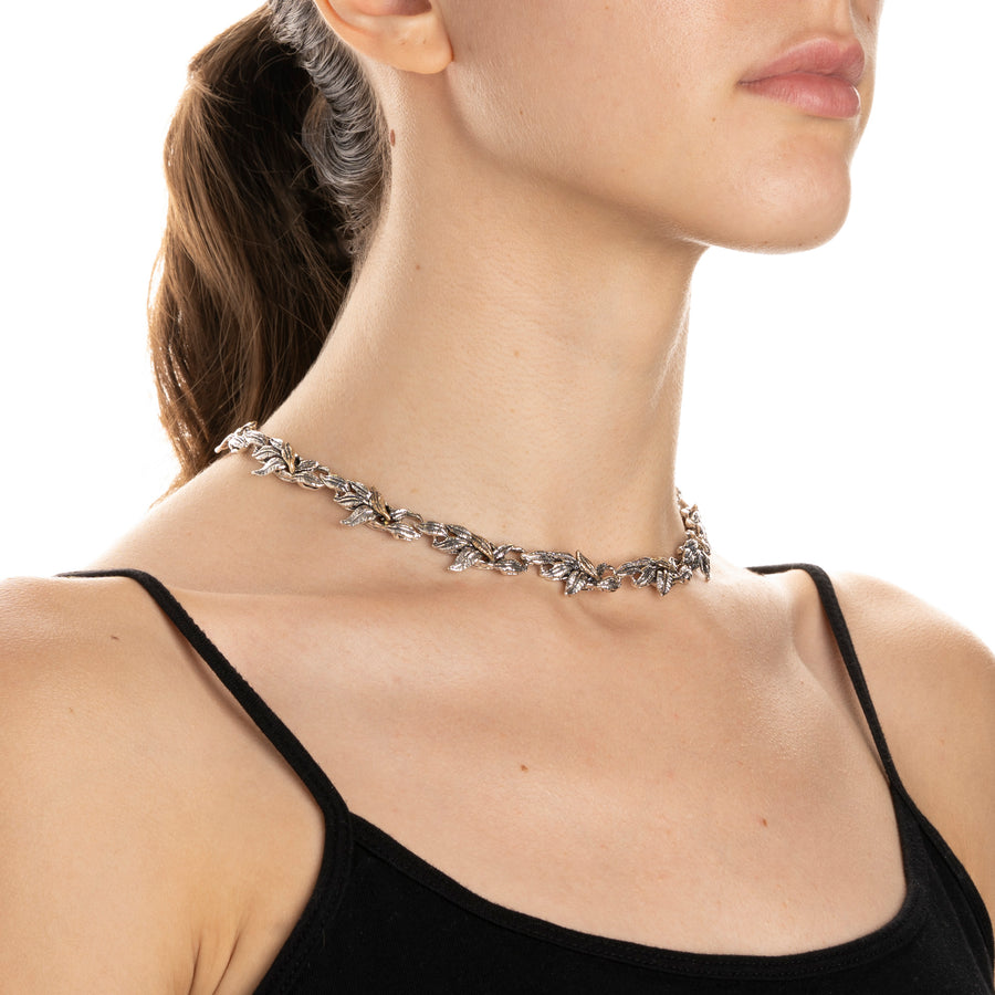 Collier  snodato Regina foglie argento 925 e bronzo - CA109