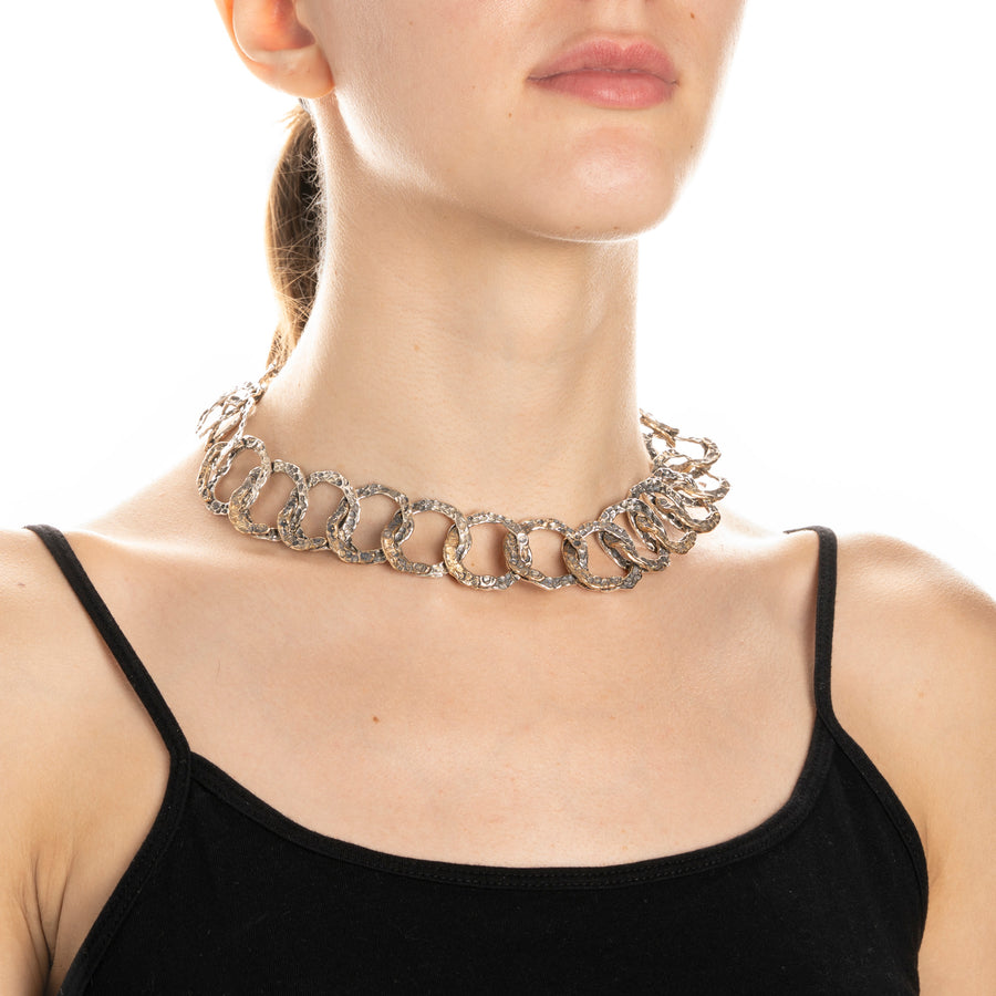 Collana longuette Cerchi primordiali  argento 925 e bronzo - CA111