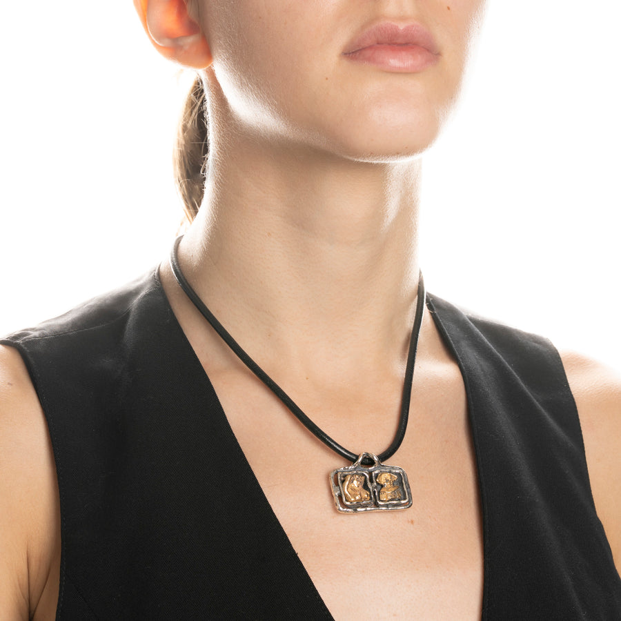 Pendente unisex Sacro e profano argento 925 e bronzo - CR072