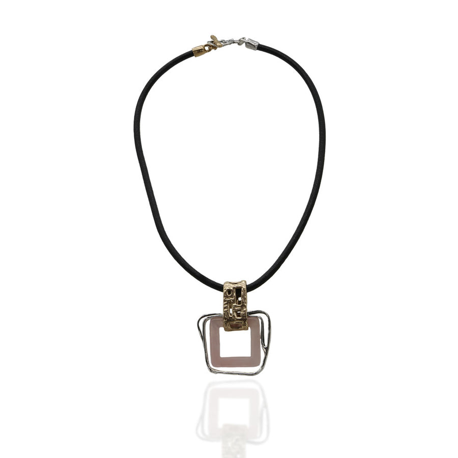 Pendente argento 925 e bronzo  pietra semipreziosa - CR073