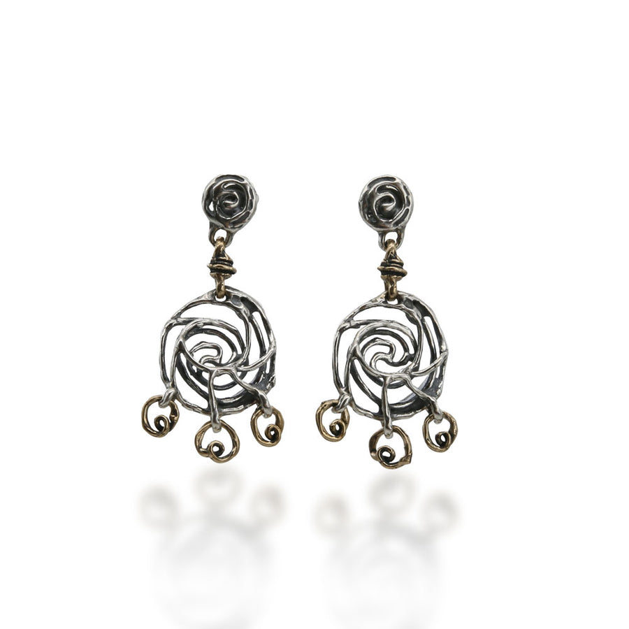 Orecchini pendenti Spirale argento 925 e bronzo - ORA050