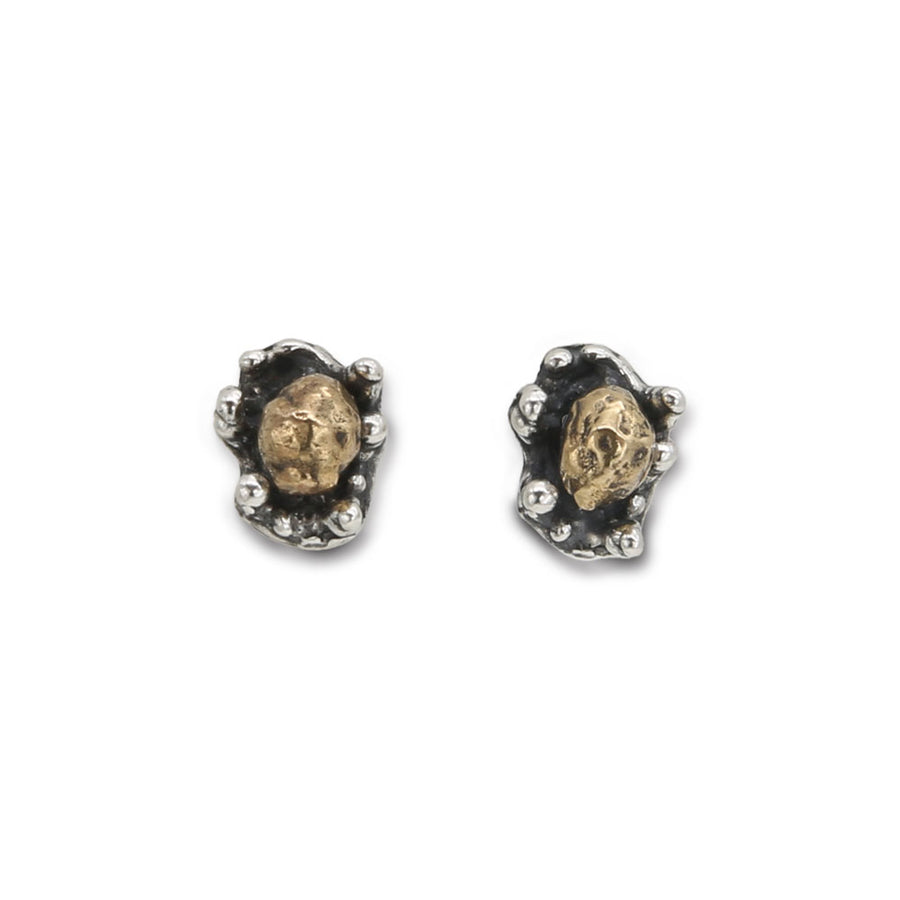 Orecchini bottone Sasso nello stagno argento 925 e bronzo - ORA127
