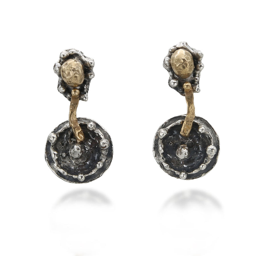 Orecchini pendenti Sasso nello stagno argento 925 e bronzo - ORA128