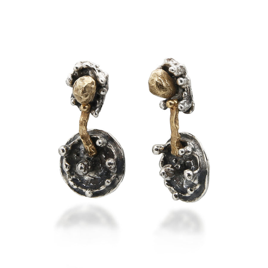 Orecchini pendenti Sasso nello stagno argento 925 e bronzo - ORA128