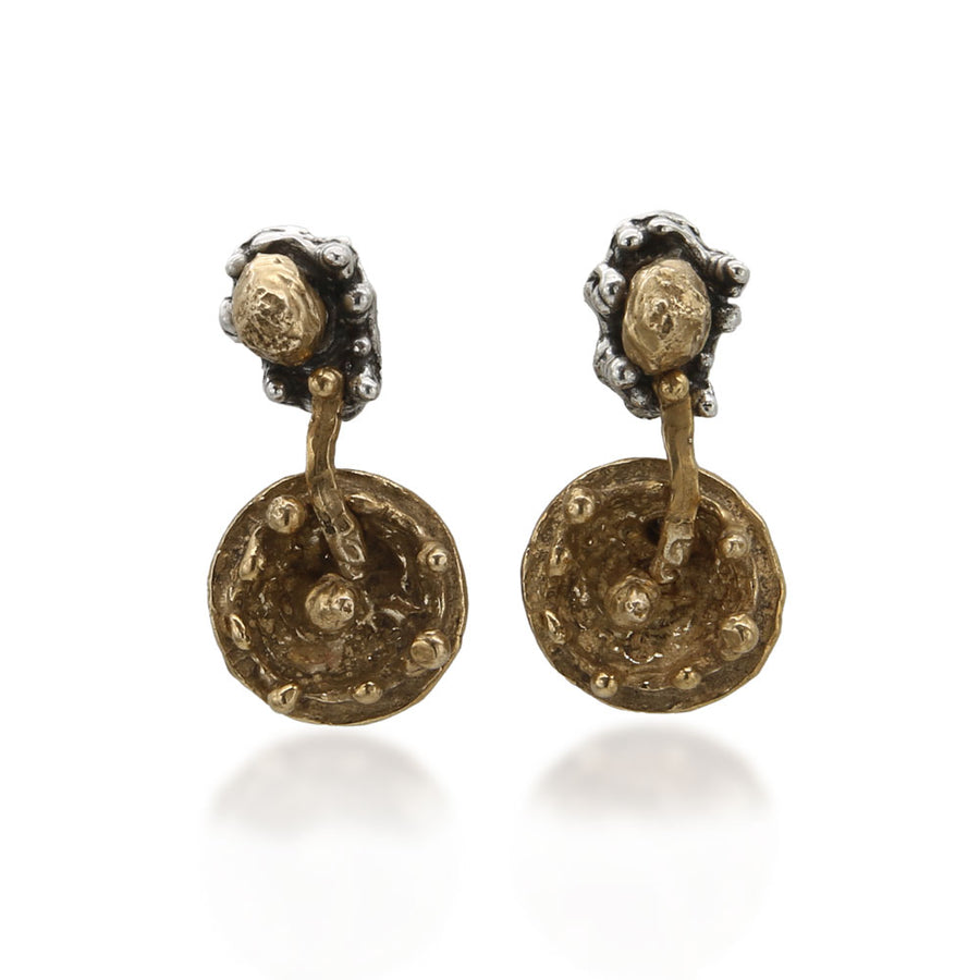 Orecchini pendenti Sasso nello stagno bronzo e argento 925 - ORA128b