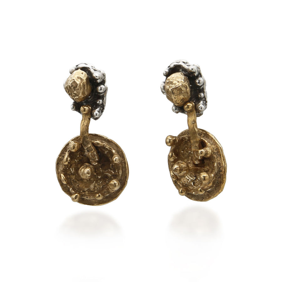 Orecchini pendenti Sasso nello stagno bronzo e argento 925 - ORA128b