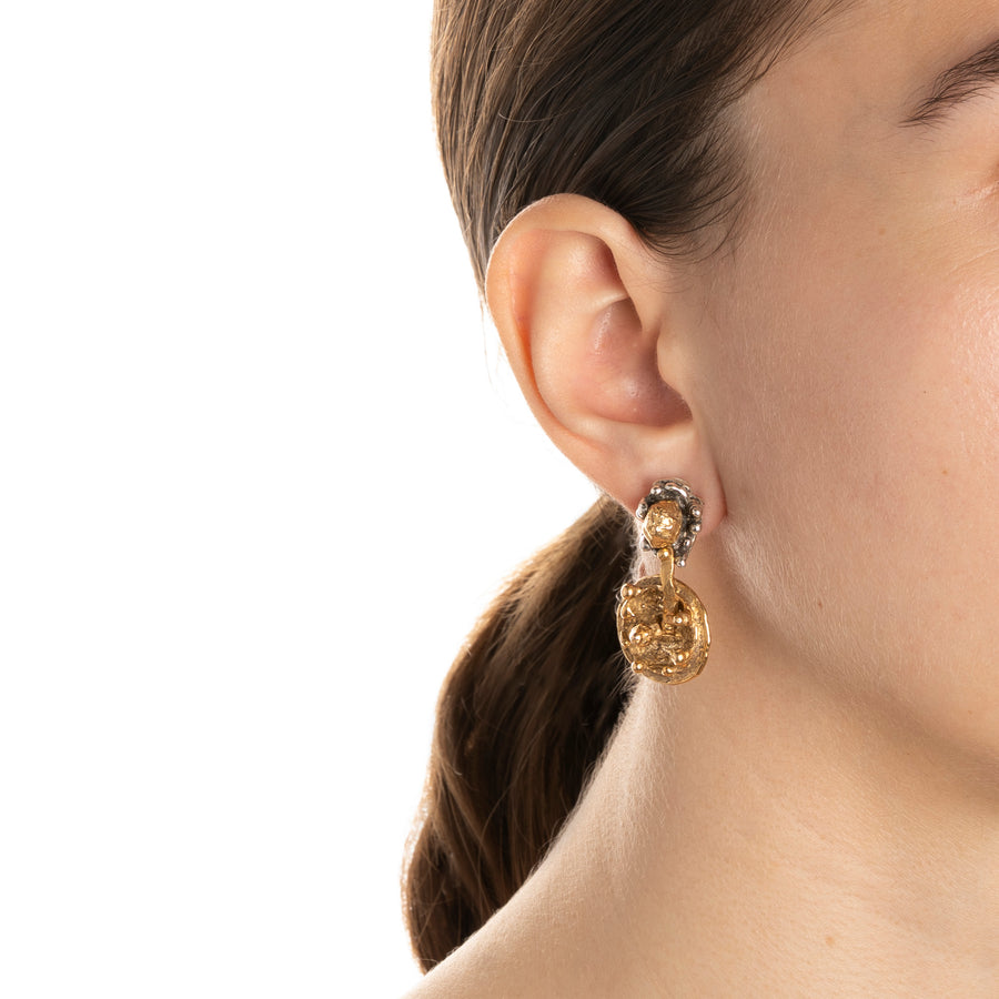Orecchini pendenti Sasso nello stagno bronzo e argento 925 - ORA128b