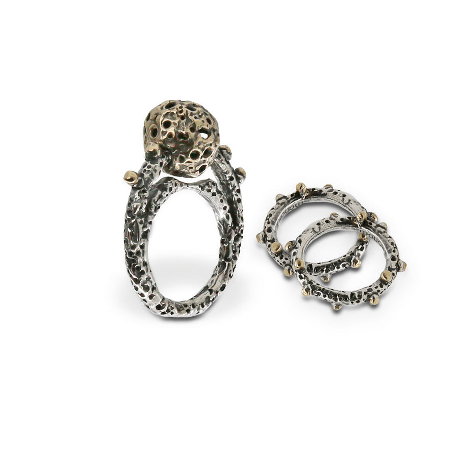 Anello componibile Galaxìas  due fedine argento 925 e bronzo - AR169b