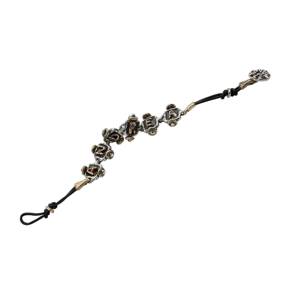 Bracciale lettering unisex trenino argento 925 e bronzo rosa 5 lettere - BA144_b