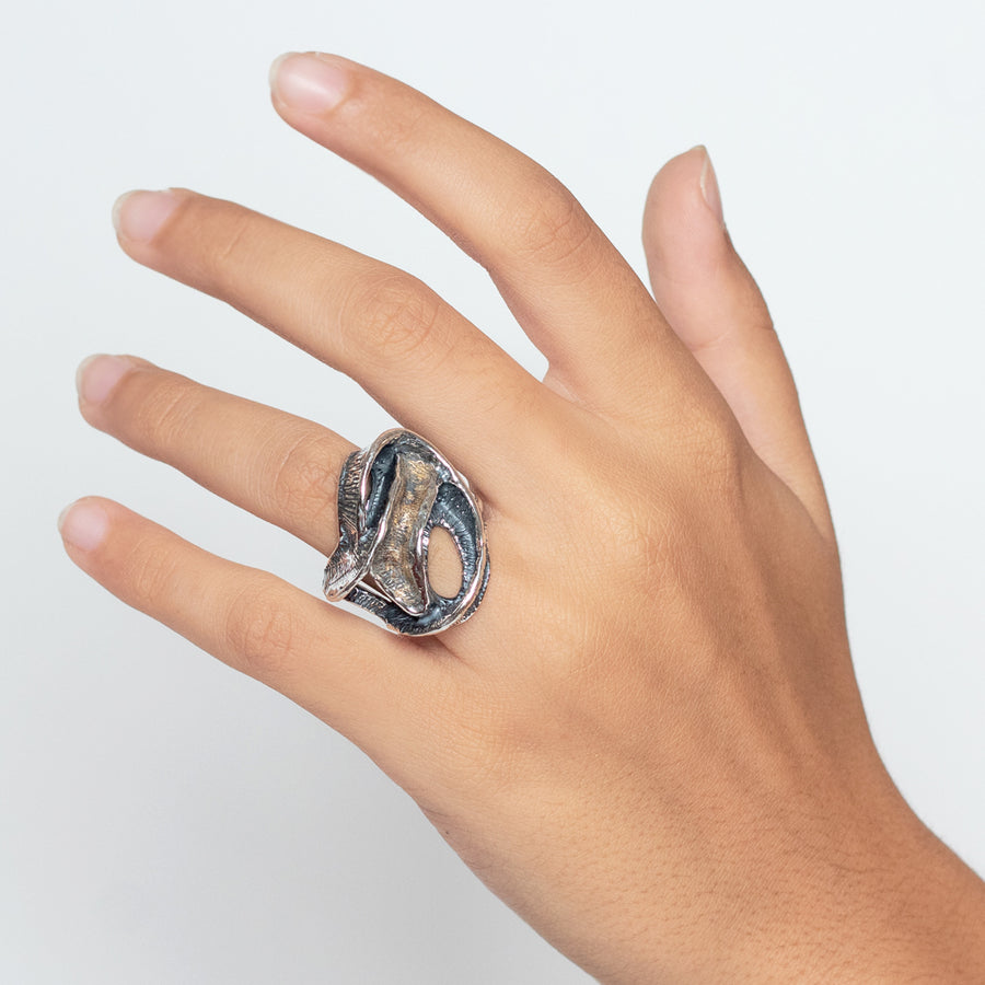 Anello Radici  argento 925 e bronzo - AR040