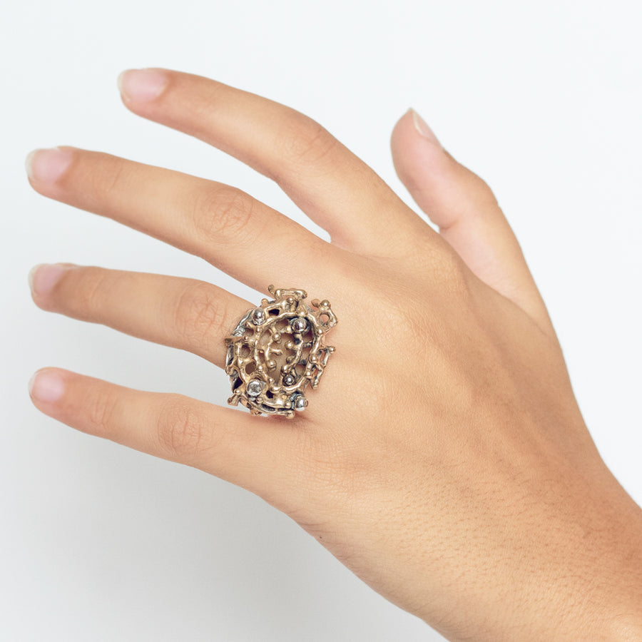 Anello Ragnatela argento 925 e bronzo - AR064