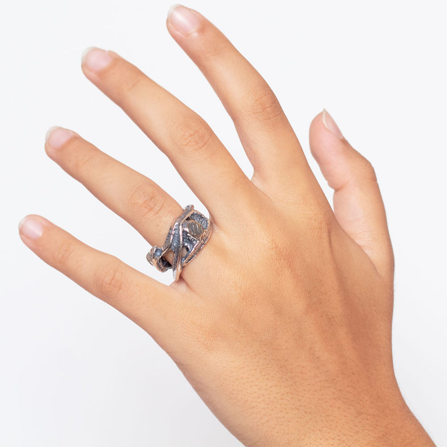 Anello fascia unisex Radici argento 925 e bronzo -  AR067